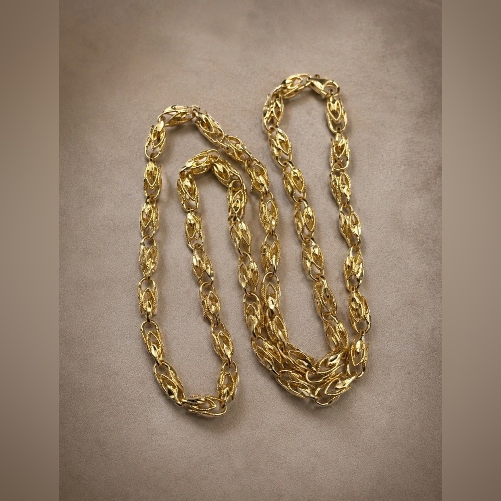 Gold Over 925 Sterling Silver Turkish Link Chain Men’s Necklace 22”